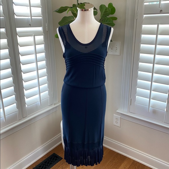 Chanel Navy Blue Dress size 40 with slip dress - Picture 7 of 15